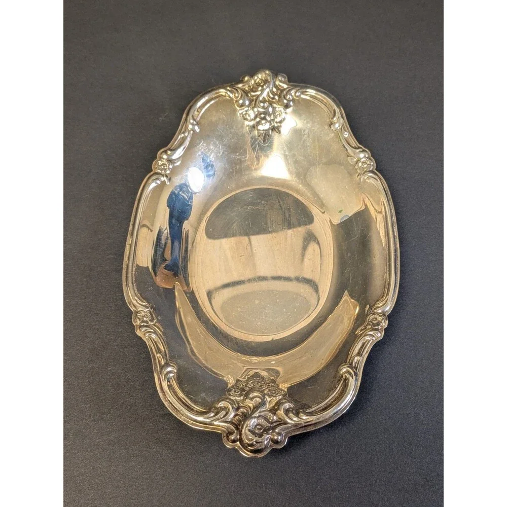 International Silver Company Silver-Plate Candy Dish & Silver Plate Spoon